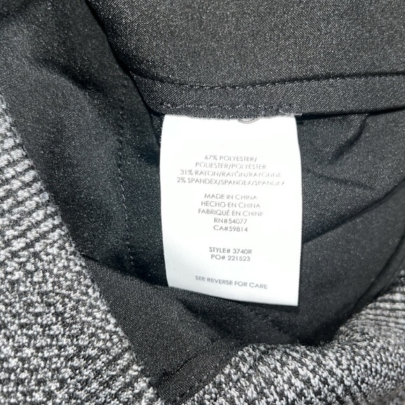 Cabi Women's Bond Trouser Hi-Waist Wide Leg Glen Plaid Black Gray 8 - Picture 10 of 10